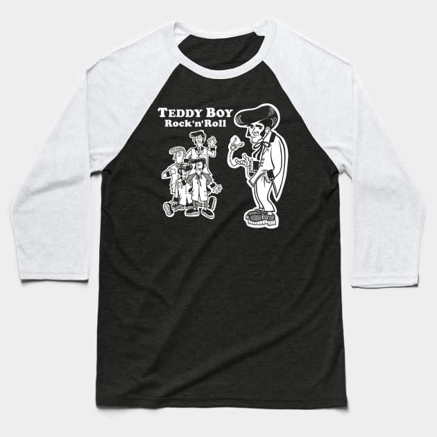 Teddy Boy Rock'n'Roll Baseball T-Shirt by Electric_Franky